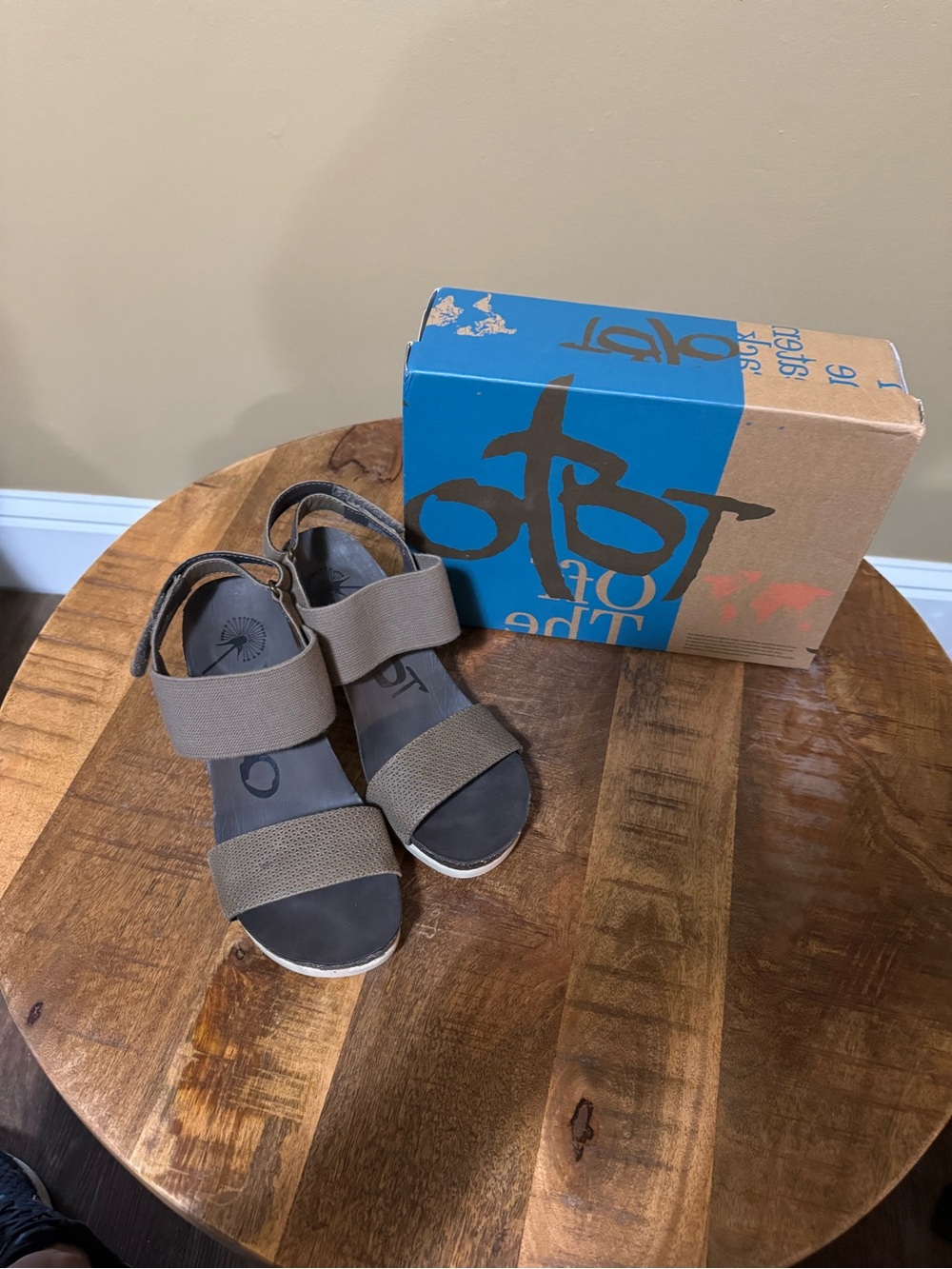 OTBT Brown Elastic Strap Wedge Sandals